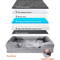Lit pour chien de grande taille en mousse à mémoire de forme avec côtés imperméables, orthopédique, antidérapant et mousse alvéolée, grand canapé-lit pour chien