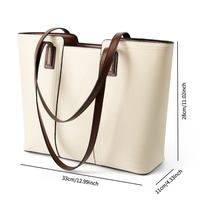 Boutique Vintage Deux Tons Cuir Grainé Encoche U Marron Poignée Quotidien Travail Sac Femme Tote