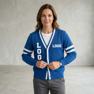 High Quality Vintage V-Neck <b>Cardigan</b> <b>Sweater</b> with Nylon/Cashmere-Anti-Pilling Winter Design for Sororities & Universities - Product Image 1