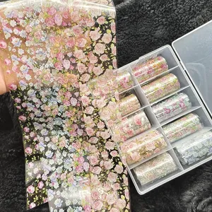 10 Rouleaux de Papier de Transfert pour Ongles à Motifs Halloween, Fleurs, Carreaux, Anges, Marbre et Nœuds, Autocollants et Décalcomanies pour Nail Art, Décoration d'Ongles - Product Image 1