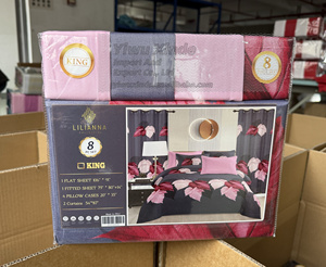 <span class=keywords><strong>Set</strong></span> di <span class=keywords><strong>Lenzuola</strong></span> in <span class=keywords><strong>Cotone</strong></span> 8 Pezzi Misura King Size con Tende, Vendita all'Ingrosso - Product Image 1