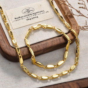 Ensemble de bijoux collier et bracelet en or plaqué 18 carats classique de luxe personnalisé pour femmes - Mariage, fiançailles, anniversaire - Product Image 2