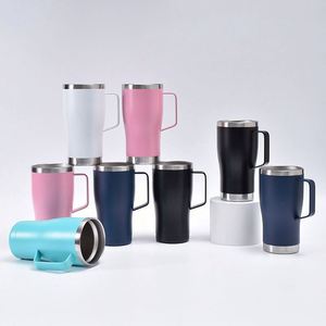 Gobelet de voyage isotherme personnalisé en acier inoxydable dépoli de 20 oz avec revêtement poudré, écologique, avec poignée, idéal pour les fêtes - Product Image 2