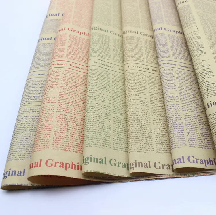 Kertas Kemasan Bunga Koran Kulit Sapi Buket Kertas Pembungkus Surat Kabar Inggris Kotak Hadiah Kemasan Koran