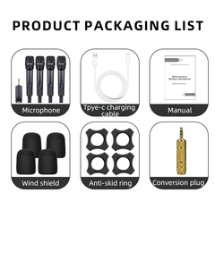 4-ב-1 מקצועי d100 + n24 מערכת מיקרופון אלחוטי, מיקרופון נטענת 2.4g עבור הופעות במה וקריוקי ביתי - Product Image 6