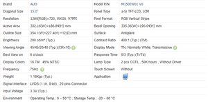 Module d'écran LCD original AUO M150EW01 V0 15 pouces XGA 1280(RGB)*720 200 Nits Haute précision des couleurs pour équipement d'imagerie médicale - Product Image 5