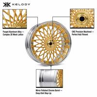 Jantes forgées 6061-T6 en maille dorée avec lèvre chromée Deep Dish 20-24 pouces 5x120 5x130 légères concaves pour exposition