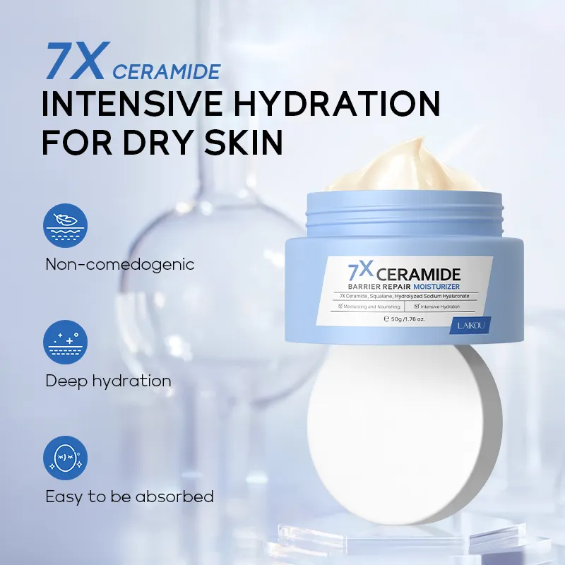 Crème éclaircissante pour le visage et les imperfections LAIKOU 7X, crème hydratante pour réparation de barrière en céramide, 50g