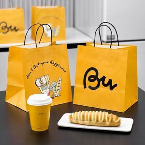 ถุงกระดาษคราฟท์สีน้ำตาลพิมพ์ลายตามสั่ง พร้อมหูหิ้ว สำหรับร้านอาหาร ฟาสต์ฟู้ด ถุงกระดาษสำหรับซื้อกลับบ้าน บรรจุภัณฑ์แบบนำกลับบ้าน โลโก้ส่วนตัว - Product Image 2