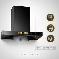 Penghisap Asap Dapur Bentuk T Miring dengan Kontrol Suara, 22 M3/menit, 470Pa, 900mm, Tenang, Tegangan Ganda, Lampu LED