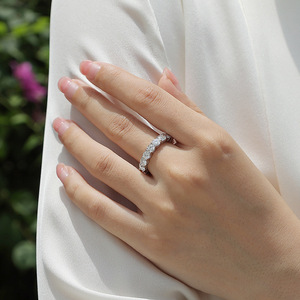 Women's 925 Sterling Silver Moissanite Eternity Band <b>Ring</b> Round Brilliant Cut Prong Setting Classic Style Rhodium Plated - Product Image 3