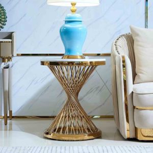 Home Furniture Round Stainless Steel Side <strong>Table</strong> White Marble Sofa <strong>Corner</strong> <strong>Table</strong> for Living Room - Product Image 4