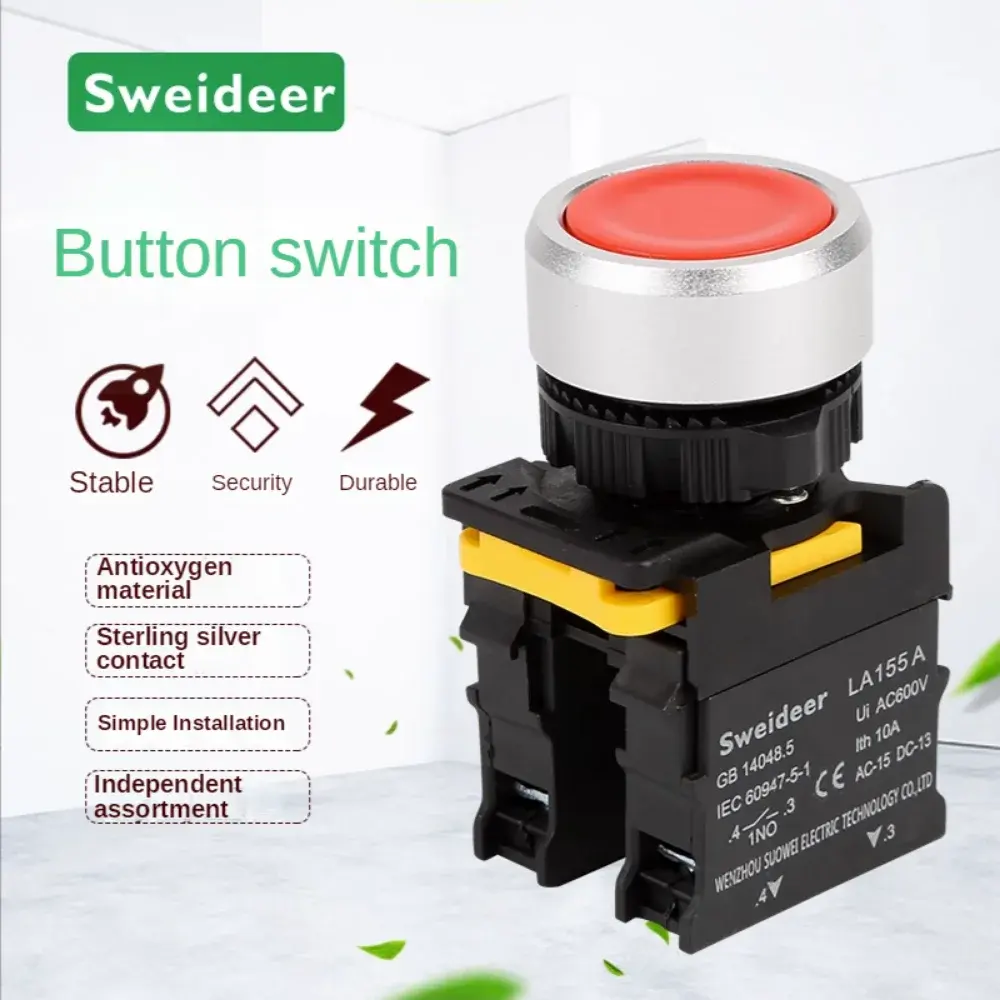 New Waterproof Momentary Self Locking 22mm Push Button Switches on off Button Power Start Switch for Mechanical Equipment