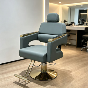 Vintage European Multifunctional Barber <b>Chair</b> Hydraulic PU <b>Leather</b> 360 Degree Rotatable For Salon Hotel - Product Image 4