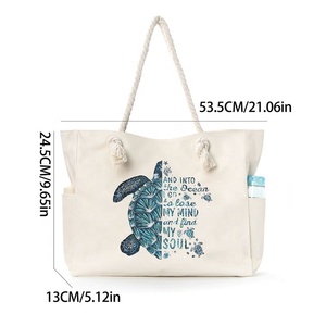 Sac de voyage à bandoulière en toile extra large, imprimé de dessins animés, avec poignée en corde, sac fourre-tout avec poches latérales pour bouteilles d'eau et parapluies - Product Image 2