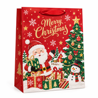 Sacs de shopping de Noël en carton blanc avec logo personnalisé, imprimés en couleur, sacs cadeaux pour les promotions de vente au détail, emballages cadeaux