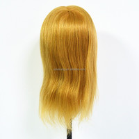 Tête de mannequin naturelle pour entraînement de cheveux, outil de salon, couleur blonde, vente en gros,