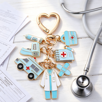 Porte-clés Thème Infirmière Créatif avec Thermomètre, Style Uniforme d'Infirmière d'Ambulance, Cadeau Fête du Docteur et de l'Infirmière, Vente en Gros Personnalisée