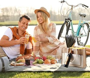 กระเป๋าผ้าใบปอกระเจาขนาดใหญ่แบบมีหูหิ้ว หลายช่องใส่ของ ใช้ซ้ำได้ เหมาะสำหรับซื้อของชำ ปิกนิกชายหาด หรือใส่ของขวัญ - Product Image 4