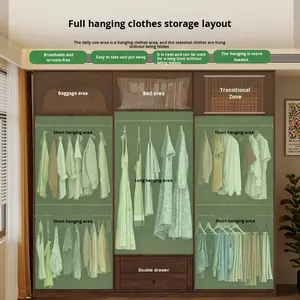 Armoire de chambre à coucher moderne de style chinois haut de gamme en bois massif convertible et autoportante, adaptée aux appartements - Product Image 2