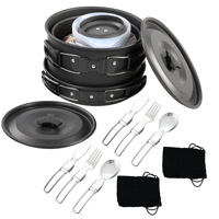 Aluminium Camping Randonnée Sac à dos Cuisine Casseroles et Poêles Pliantes Mess Kit Outdoor Picnic Kitchen Cookware Camping Set