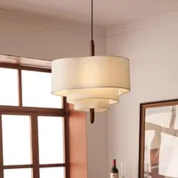 BAZHI Suspension LED en tissu Wabi-Sabi faite à la main, style rétro japonais, en lin, minimaliste, zen, 2700K, blanc chaud doux
