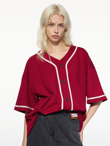 T-shirts Homme Streetwear Oversize Décontracté Style Old Money avec Bordures Contrastantes, Maillot de Baseball Boutonné 270 g/m² – Vente en Gros - Product Image 5