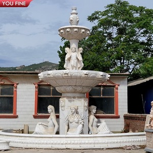 מזרקת שיש עתיקה גדולה מדורגת של YOUFINE עם אריות לפארק אחוזה, חללים חיצוניים יוקרתיים - Product Image 5