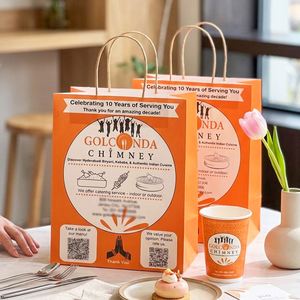Sac en papier kraft personnalisé, jetable, biodégradable, écologique et recyclable pour les kebabs et le biryani d'Hyderabadi, cuisine indienne, restaurant - Product Image 4