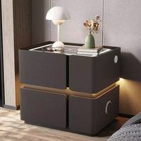 Mesita de Noche Inteligente de Madera Maciza para Dormitorio, Estilo Moderno y Sencillo, para Apartamentos Pequeños, con Sensación de Lujo, Diseño de Celebridad de Internet, Shangzheng