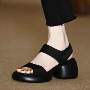 Sandalias de Mujer 2025 Verano Estilo Francés con Correa en el Tobillo, Plataforma de Tacón Alto para Mujeres Bajas, Punta Abierta, Casuales, Elevadoras - Product Image 5
