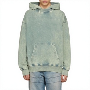 Sudadera con Capucha Oversize para Hombre, Tie-Dye, Manga Regular, Felpa Francesa, Algodón, Efecto Desgastado, Diseño con Bolsillos, Ropa Casual de Otoño, OEM ODM - Product Image 1