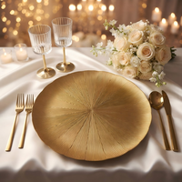Assiettes de présentation en verre de 13 pouces, prix d'usine en gros, disponibles en or et argent, vaisselle ronde de luxe pour banquets et événements