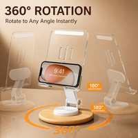360 °   Support de téléphone et tablette rotatif et pliable avec charnière métallique amortie, support de bureau écologique pour diffusion en direct et usage bureautique OEM
