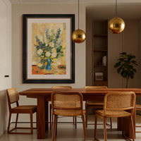 Peinture à l'huile abstraite sur toile de style rétro français, luxe haut de gamme, décoration florale, peinture à la main, cadre en bois, taille personnalisée