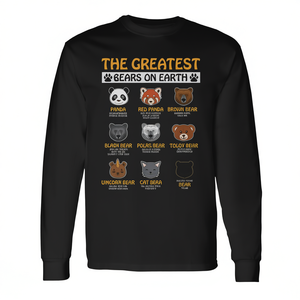 T-shirt a maniche lunghe The Greatest Bears On Earth con design vintage dell'orso, abbigliamento unisex - Product Image 2