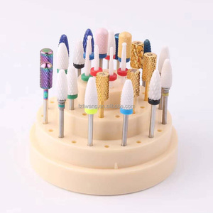 Pink Color 48 Holes Round <strong>Jewellery</strong> Burs Holder Block Case Nail Drill Bits Acrylic Display Plastic Box With Transparent Lid - Product Image 1