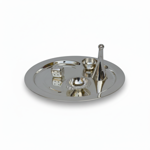 Plato de oración de plata recién diseñado con metal de latón de alta calidad Nuevo acabado brillante Puja Thali Vajilla - Product Image 1
