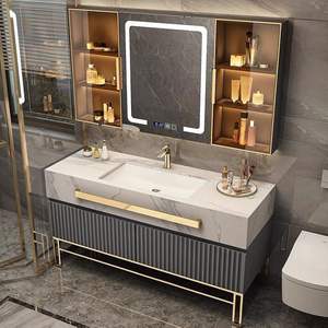 Горячая распродажа: Тумба для ванной комнаты из дерева с раковиной, производство мебели для ванных комнат - Product Image 4