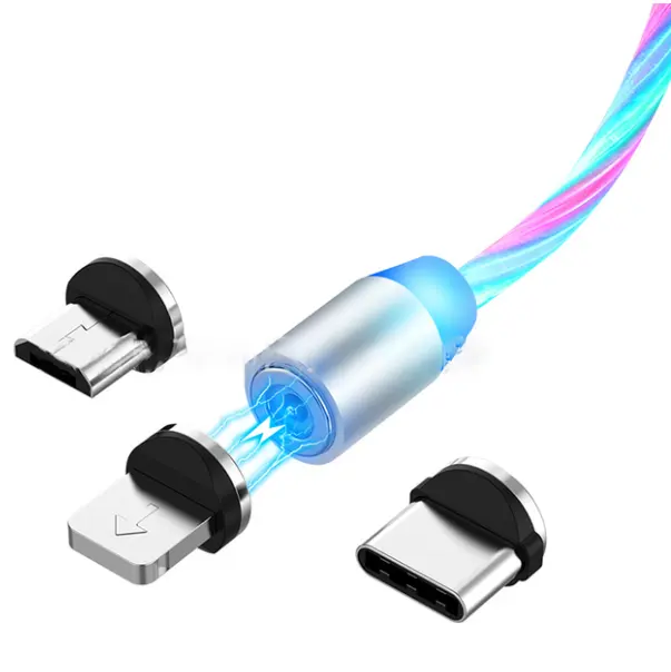 Bán Chạy Cáp USB Từ Tính Phát Sáng Cáp Sạc Nhanh Từ Tính Xoay 360 Độ Cáp Dữ Liệu Từ Tính Ba Trong Một