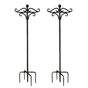 Adjustable Heavy-Duty Iron Vintage Shepherd <b>Hook</b> Two-Sided Feeder <b>Pole</b> Garden Ornament Weather Resistant Hanging Flower Basket - Product Image 1