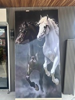 Panneau mural en marbre 3D imprimé, design cheval moderne, imperméable, écologique, pour l'intérieur des salles de bain, des maisons et des espaces commerciaux