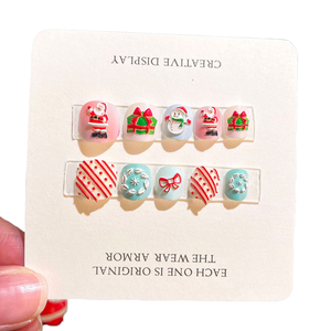 <span class=keywords><strong>Faux</strong></span> ongles en ABS de petite taille à la mode pour enfants, embossés, à presser, couvrant entièrement, motif de dessin animé, 12 pièces, pointes d'ongles pour - Product Image 1
