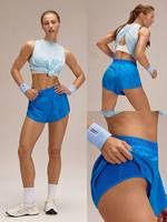 Shorts essentiels à séchage rapide avec fentes latérales et taille ajustable pour la course, le jogging, l'entraînement, le tennis, la gym, pour femmes