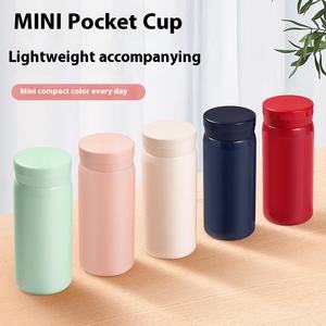 Nuevo logotipo personalizable grabado compacto 316 taza aislada de acero inoxidable para estudiantes Mini taza de agua de bolsillo con tapa - Product Image 2