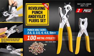 完全ハンドツール2.5mm 3mm 3.5mm 4mm 4.5mm 5mm穴サイズスチール穴パンチセット馬製品100個の金属アイレット付き - Product Image 4