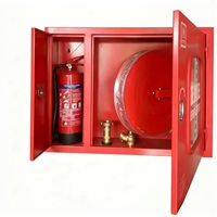 Armoire à incendie double porte en acier doux avec enrouleur de tuyau flexible, boîte de rangement pour extincteur, revêtement poudré, protection incendie durable