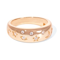 Bague Chunky Vintage Milskye en Argent Sterling 925 Plaqué Or Rose avec Motifs Lune, Soleil, Étoile et Œil CZ