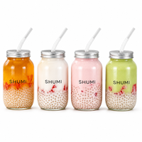 Vente en gros de bocaux en PET transparent de 350 ml et 500 ml avec couvercle en aluminium, récipients pour boissons gazeuses, bière, jus de fruits, boissons froides, emballages à emporter