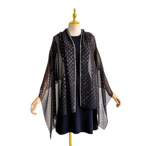 <b>Silk</b> Shawl 166x70cm <b>Green</b> Embroidered Star Pattern Lightweight Scarf Women's Fashion Accessory For Spring Autumn - Product Image 5